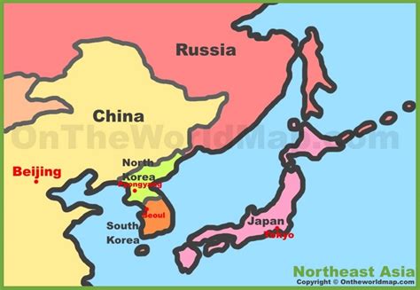 Map of Northeast Asia | East asia map, Asia map, North asia