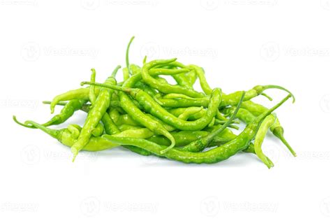 Fresh Green chili pepper isolated on white background with clipping path 11252750 Stock Photo at ...