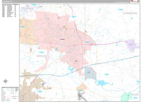 Longview Texas Wall Map (Premium Style) by MarketMAPS - MapSales