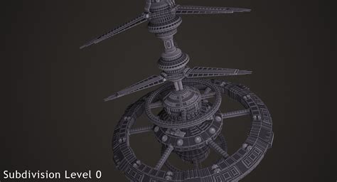 sci-fi space station 3d model