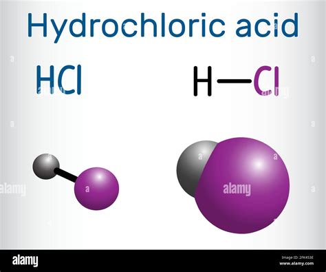 Salzsäure (Chlorwasserstoff) Molekül . Es ist eine korrosive, starke Mineralsäure. Strukturelle ...