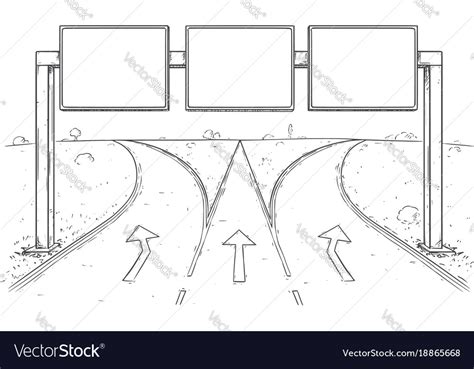 Drawing of blank empty road sign on highway Vector Image