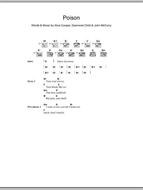 Poison by Alice Cooper - Guitar Chords/Lyrics - Guitar Instructor