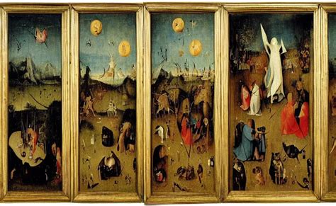 The Haywain Triptych is a panel painting by Hieronymus | Stable Diffusion