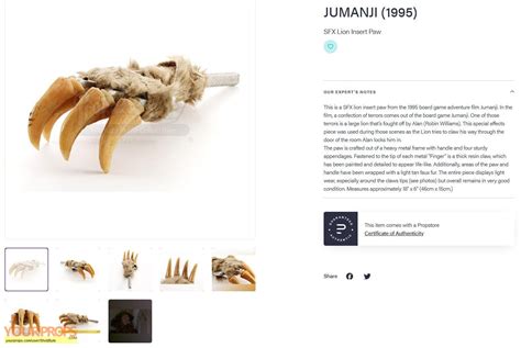 Jumanji SFX Lion Insert Paw for Sale! original prop weapon