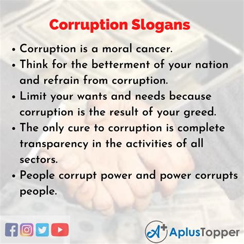 Corruption Slogans | Unique and Catchy Corruption Slogans in English - CBSE Library