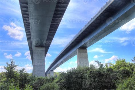 Different views at and from the big Kiel canal bridge in northern ...