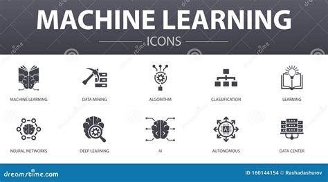 Machine Learning Simple Concept Icons Stock Vector - Illustration of ...