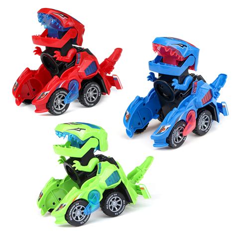 Creative Dinosaur Deformation Toy Car Puzzle Dinosaur Electric Toy Car Light and Music Electric ...