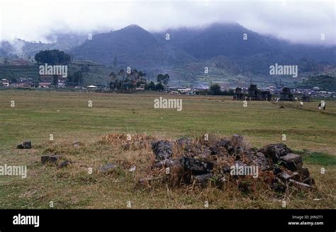 Dieng Plateau; mountain with active volcano; Bali; Indonesia Stock ...