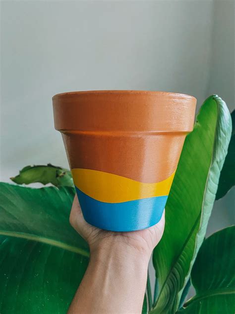 Boho Waves Planter | Plant pot diy, Painted plant pots, Planters