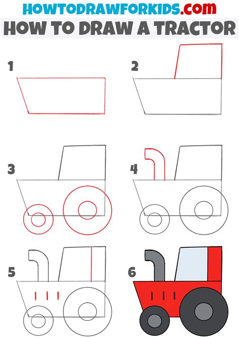 How to Draw a Tractor for Kindergarten - Easy Drawing Tutorial For Kids