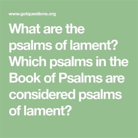 What are the psalms of lament? Which psalms in the Book of Psalms are considered psalms of ...