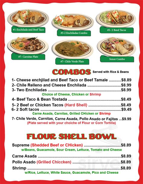 Senor Taco menu in Litchfield Park, Arizona, USA