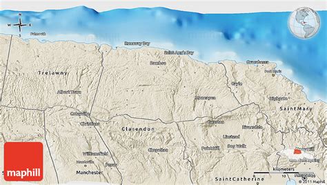 Shaded Relief 3D Map of Saint Ann