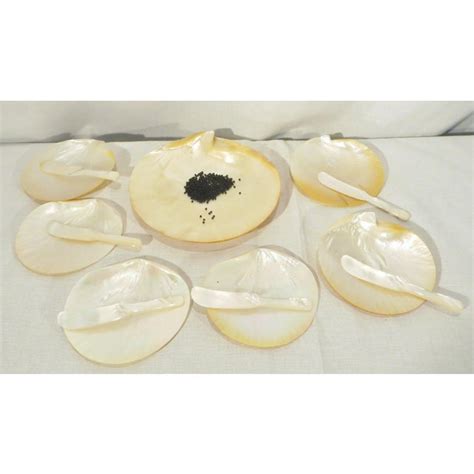 Mother of Pearl Caviar Plates - Set of 7 | Chairish