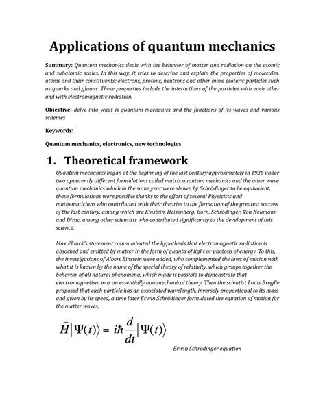 Applications of quantum mechanics - Applications of quantum mechanics ...