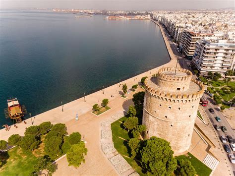 Aerial photo of the White Tower of Thessaloniki - Creative Commons Bilder