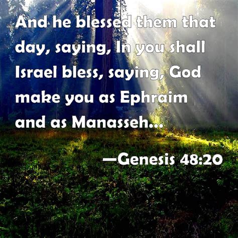 Genesis 48:20 And he blessed them that day, saying, In you shall Israel ...