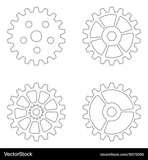 Gears cogs wheels or sprocket line icon set Vector Image