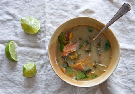 Coconut Milk Soup with Wild Salmon and Kale | Recipe | Coconut milk ...