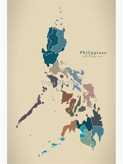 "Modern Map - Philippines regions map PH" Poster for Sale by Ingo ...