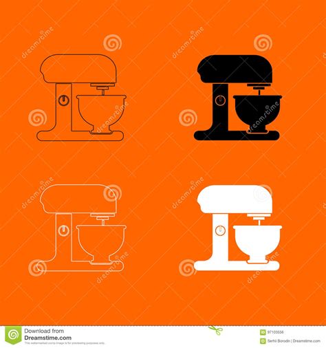 Food Processor Black and White Color Set Icon . Stock Vector - Illustration of white, logotype ...