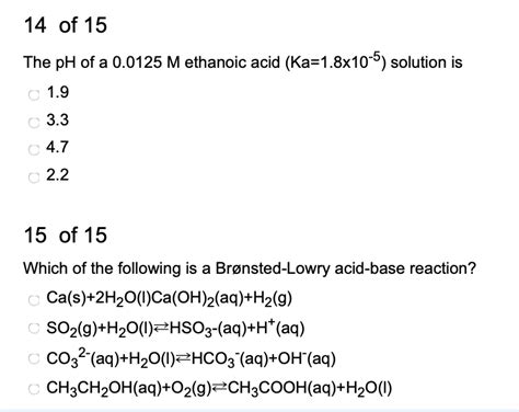 Ph Value of Ethanoic Acid - ColinbilDuke