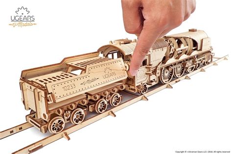 Ugears Mechanical Model | V-Express Steam Train with Tender wooden construction kit