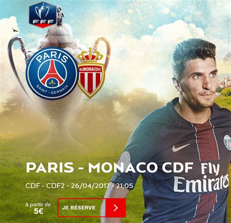 Billet Coupe de France PSG - Monaco pas cher