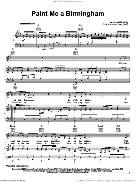 Lawrence - Paint Me A Birmingham sheet music for voice, piano or guitar