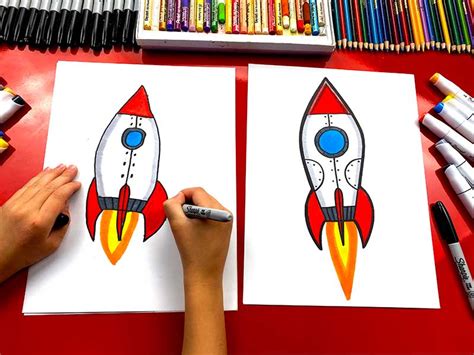 How To Draw A Rocket Ship - Art For Kids Hub