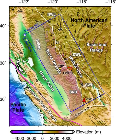 Tectonic map of the Sierra Nevada and Walker Lane region. Tectonic ...