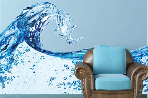 Water Splash Wall Decal Blue Water Wall Mural Vinyl Wall