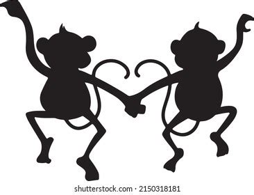 Monkey Silhouette Black White Stock Vector (Royalty Free) 2150318181 ...