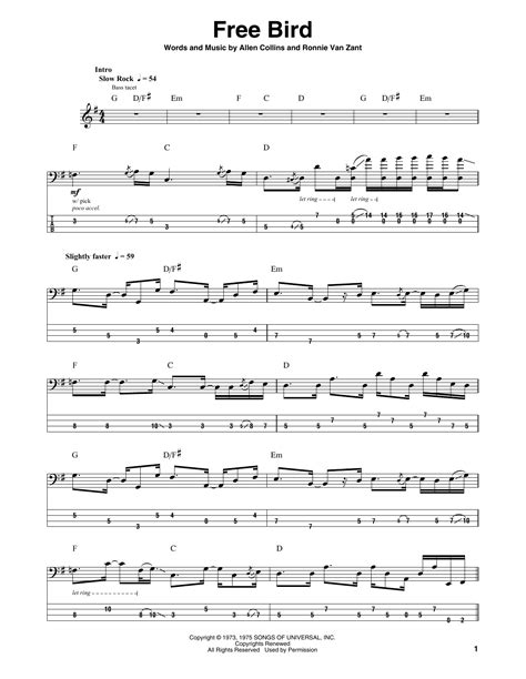 Free Bird by Lynyrd Skynyrd - Bass Tab - Guitar Instructor