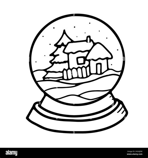 Round glass Christmas snow ball decoration doodle style Stock Vector Image & Art - Alamy