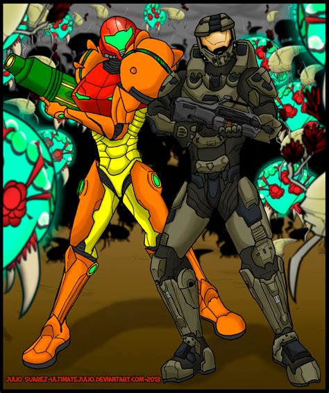 Halo - Metroid crossover- Master chief and Samus! by ultimatejulio on DeviantArt