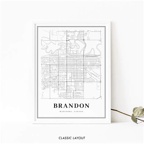 Brandon Manitoba Map Print MB Canada Map Art Poster Westman - Etsy