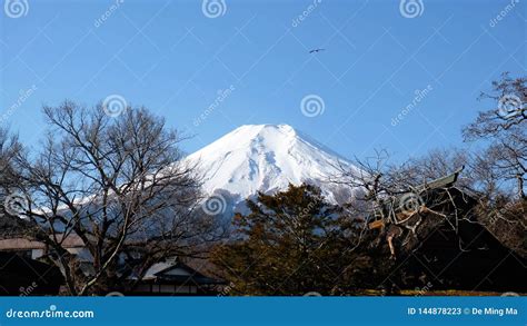 Mount Fuji in winter stock image. Image of scene, winter - 144878223