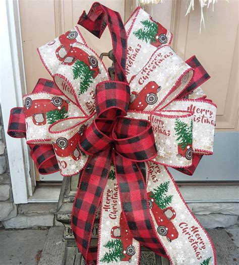 Red Truck Wreath Bow Red Truck Christmas Wreath Bow | Etsy | Christmas wreath bows, Christmas ...