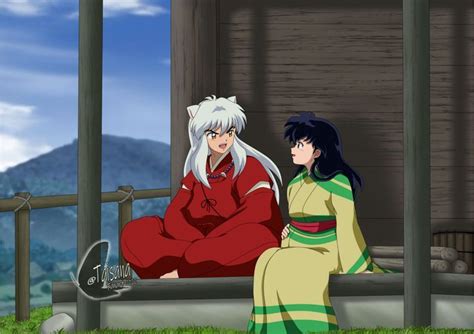 Inuyasha and Kagome as expected parents when Kagome is pregnant with their daughter, Moroha ...