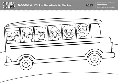 The Wheels On The Bus (Noodle & Pals Version) Coloring Page - Super Simple