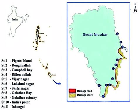 The map showing the sampling point along the Great Nicobar Islands ...