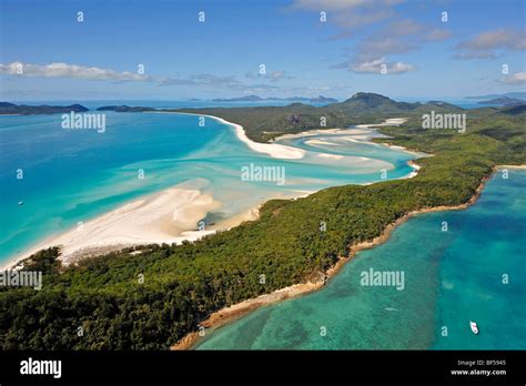 Aerial view of Whitehaven Beach, Whitsunday Island, Whitsunday Islands ...