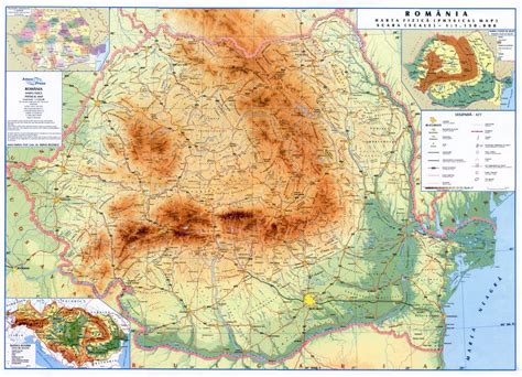 Large scale physical map of Romania | Romania | Europe | Mapsland | Maps of the World