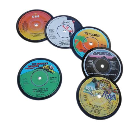 set of six vinyl 45 record coasters by year by vinyl village ...