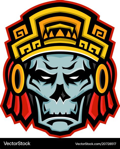 Aztec warrior skull mascot Royalty Free Vector Image