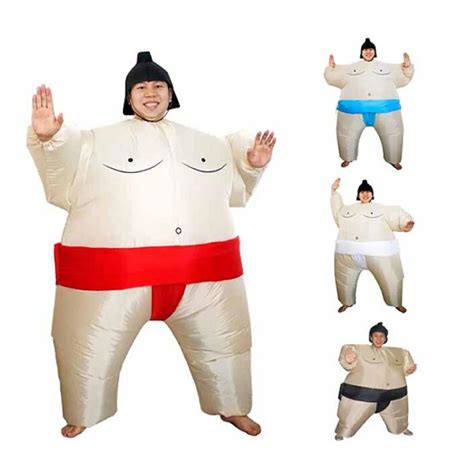 Sumo Inflatable Costume Wrestler Costume Outfits Fat Man Adult Fancy Dress Sumo Suit Party ...