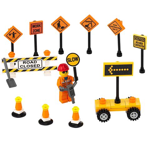 LEYU MOC Building Blocks City Road Sign Toys Compatible With Lego Brick Accessories DIY ...